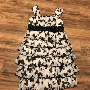 Black/White Butterfly Ruffle Dress